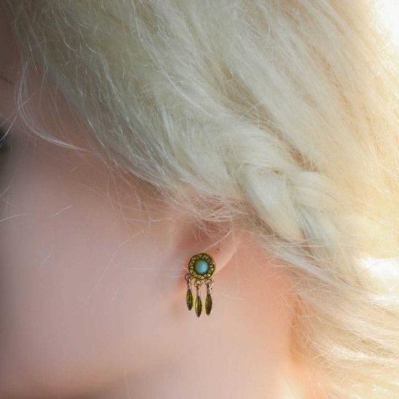 Marble Earrings Studs Victoria Style Delicate - Picture 7 of 7